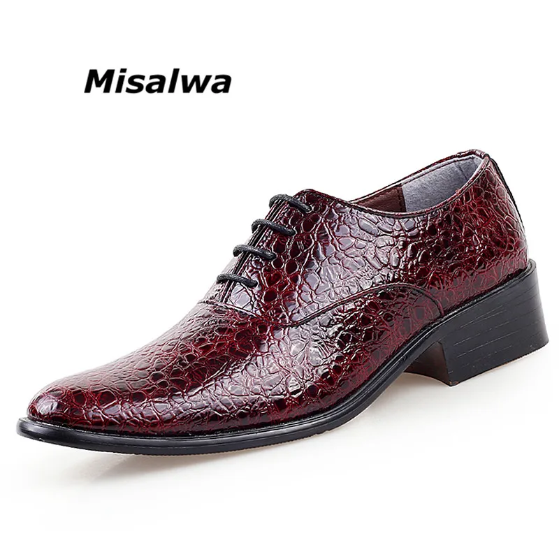 

Misalwa Wedding Shoes For Men 2019 Pointed Toe Crocodile Pattern Leather White Shoes Men Custom Handmade Oxford Dress Shoes
