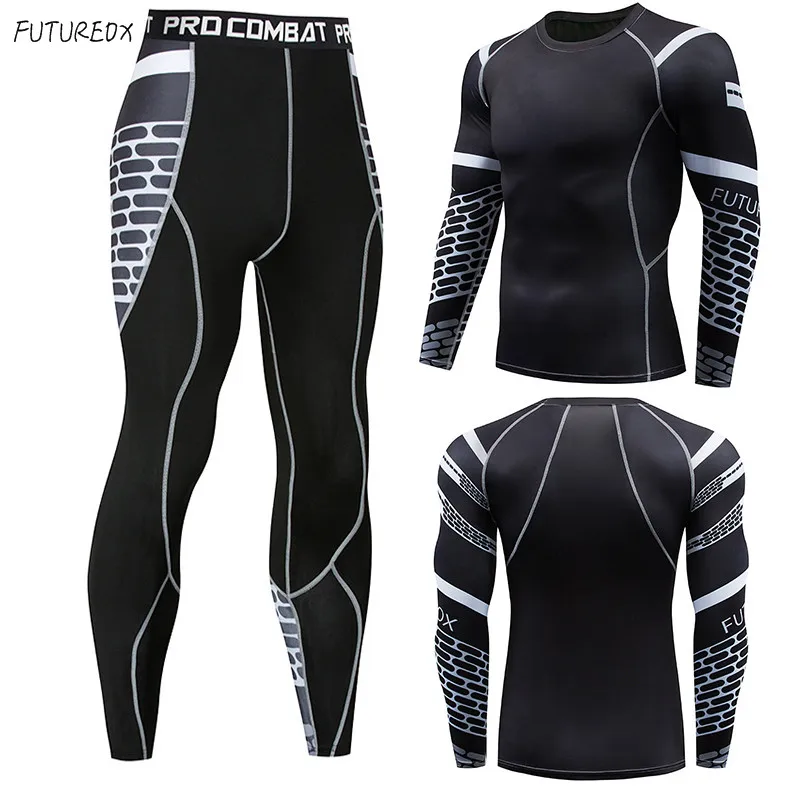 Men Pro Quick Dry Compression Long Johns Fitness Winter Gymming Male Spring Autumn Thermal Underwear Sets