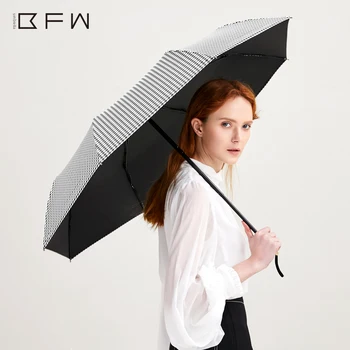 

Houndstooth Simple Retro Sun Umbrella Parasol Women Black Coating UV Protection Women 5 Folding Sunny Umbrella Mini Compact U5B
