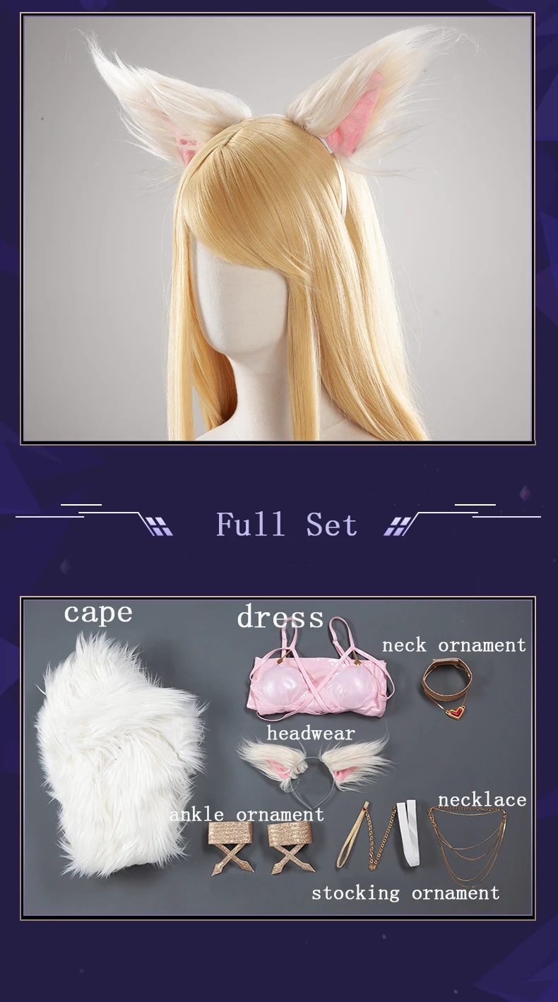 da ahri cosplay lol kda halloween feminino rosa sexy cosplay traje