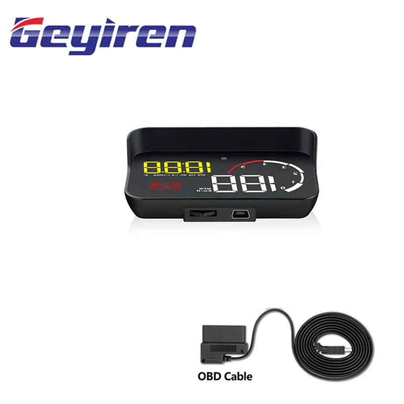 Geyiren M10 OBD2 дисплей лобовое стекло скорость проектор охранная сигнализация температура воды над скоростью об/мин с блендой объектива