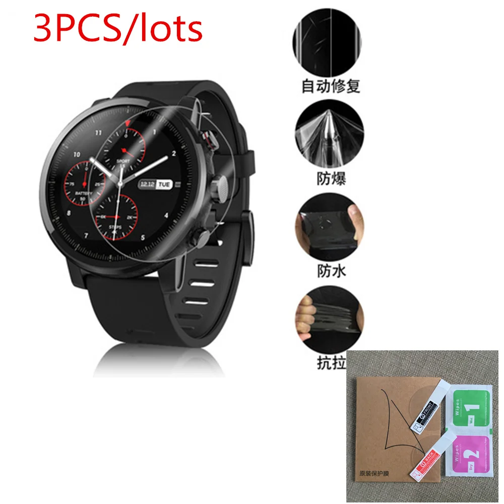 

3 pcs/lot Full Cover Soft TPU Screen Protector For Xiaomi Huami Amazfit Stratos Smartwatch Guard film for Amazfit 2 2S Gen 2