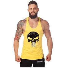 Спортивный жилет для мускуляции, одежда для бодибилдинга и фитнеса, Мужская майка, однотонная майка, майка для тренажерных залов, Мужская майка, майка с черепом