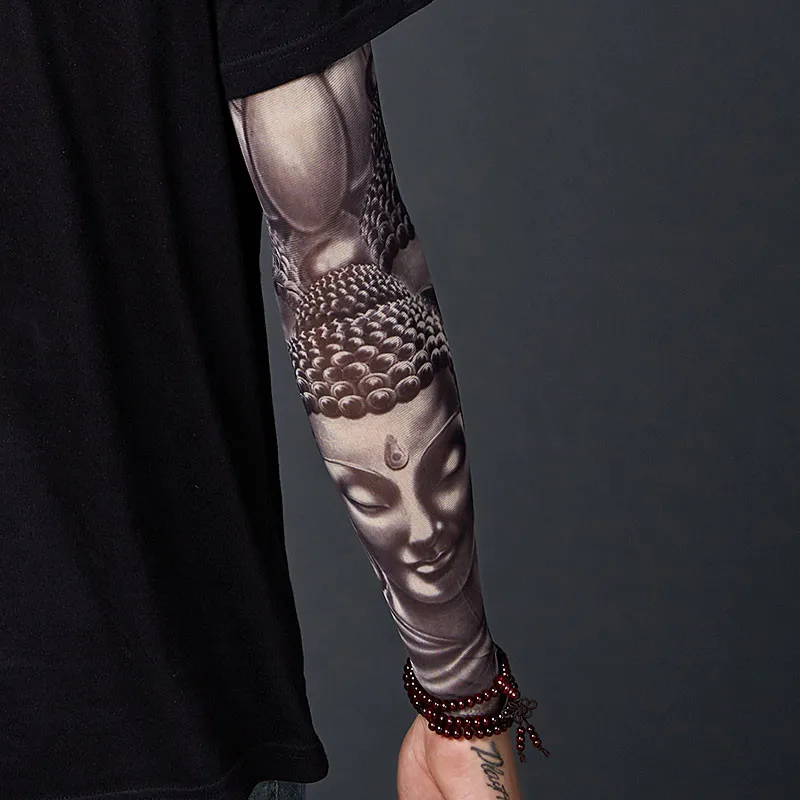 Модные нарукавник с татуировкой грелки Защита от Солнца защиты Открытый Спорт рукав тенденция улица реалистичные татуировки руки грелки