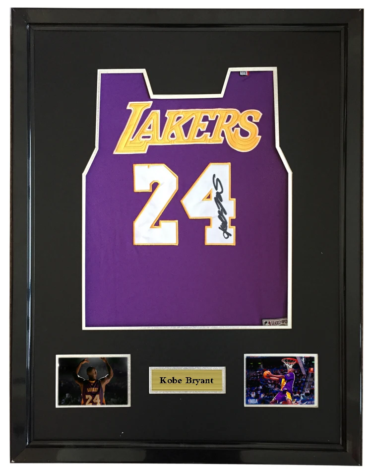 

Kobe Bryant signed autographed purple basketball shirt jersey come with Sa coa framed Lakers