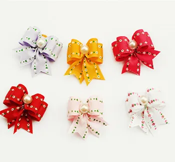 

50PCS Wholesale Hand Made Pet Cat Dog Grooming Hair Bows Rhinestone Ribbon Dog Bows Doggie Boutique Puppy Accessories Petshop