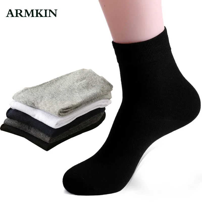 ARMKIN الأعمال طاقم الرجال الجوارب بلون القطن إزالة الروائح تنفس طويلة جوارب ناعمة أسود أبيض جوارب رياضية للذكور