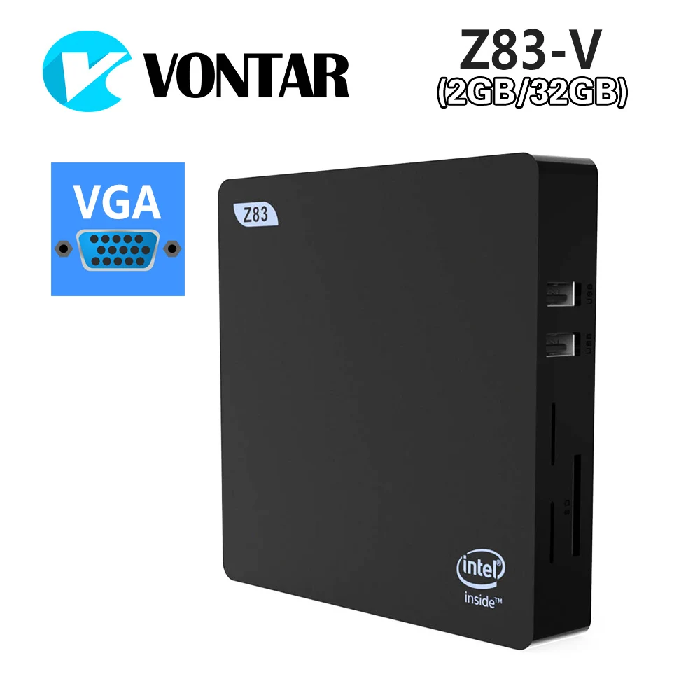 

VONTAR Mini PC Intel Cherry Trail Atom x5-Z8350 Support for Windows 10 & Linux 2GB 32GB HD&VGA Dual Output BT 4.0 Set top box