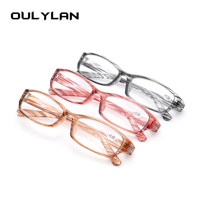 

Oulylan Unisex Reading Glasses PC Stripe Frame Spectacles Transparent Glasses Resin Lens Fashion Reading Eyeglasses for Women