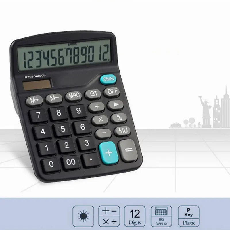 Черный 12 разрядный большой Экран калькулятор Мода компьютер финансовые Бухгалтерия ND998