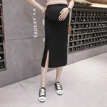 Новое платье для беременных, летняя Модная трикотажная юбка с разрезом, юбка в Корейском стиле, юбка для беременных