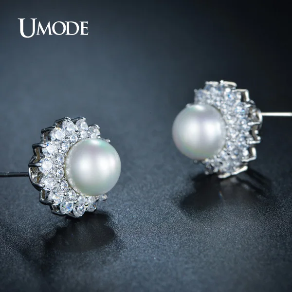 UMODE Elegant Synthetic Pearl Earrings for Women French Clip Stud Earrings Wedding Jewelry For Women Retro Brand Brincos UE0161B
