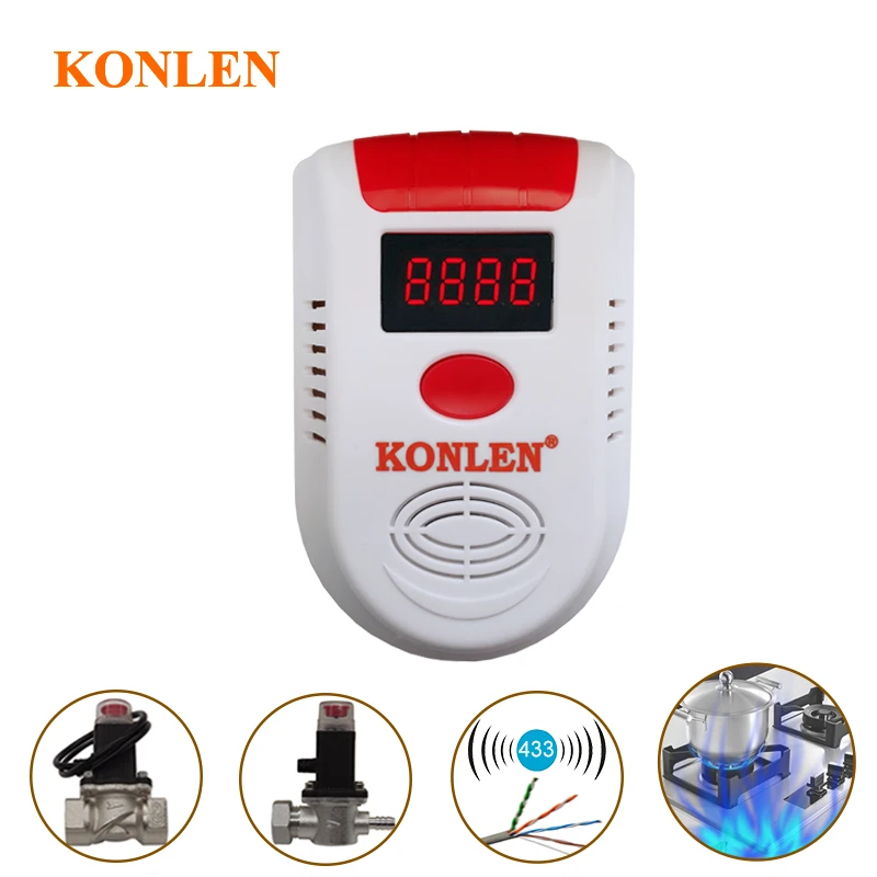 Detector de fugas de Gas GLP válvula solenoide, alarma Digital de fugas de metano de tubería, seguridad, 12V, inalámbrico, 433MHZ| Sensor y detector| - AliExpress