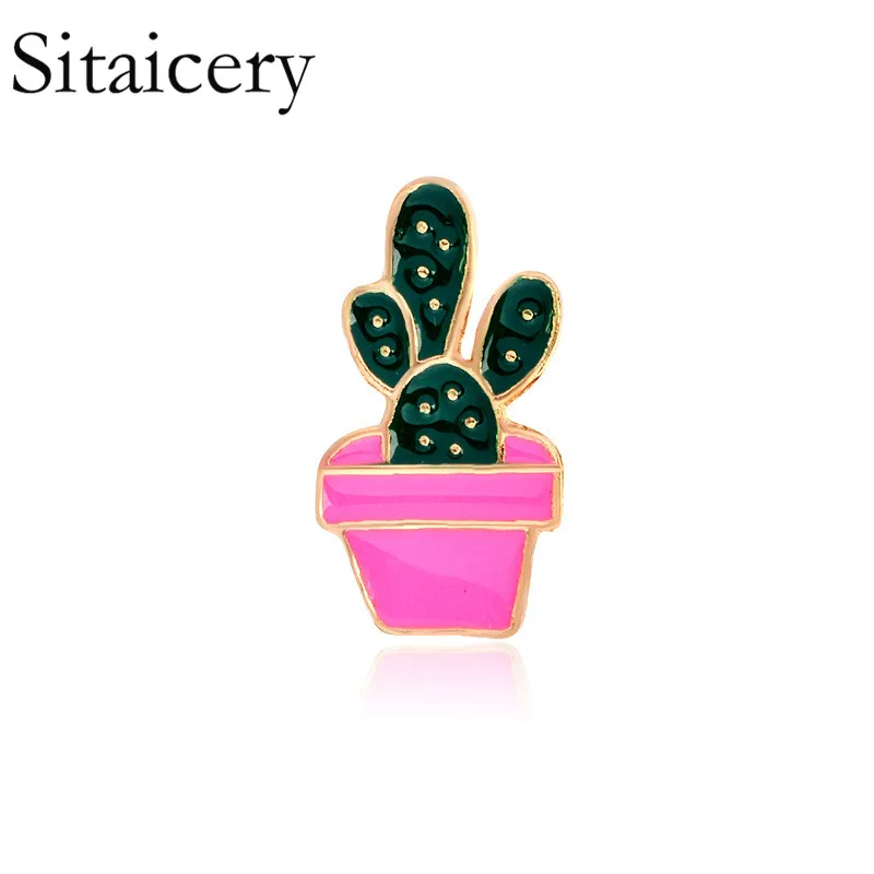 

Sitaicery Cartoon Cactus Brooches Cute Plant Pot Enamel For Women Denim Jackets Lapel Pins Hat Badges Kid Jewelry Accessories
