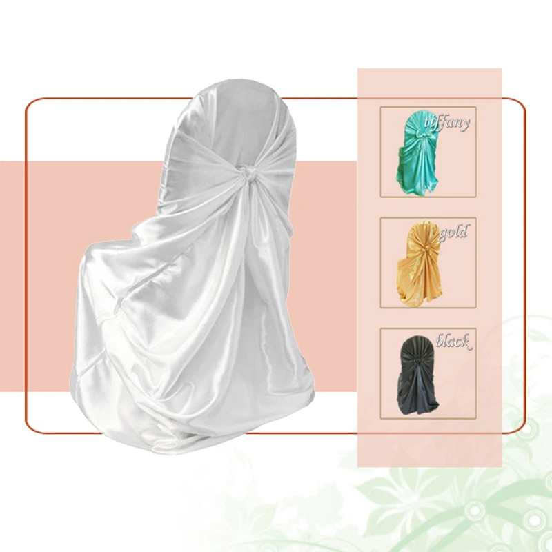 

100pcs/lot Self Tie Universal size Satin Chair Cover Wedding Banquet Hotel Party Decoration Product Supplies