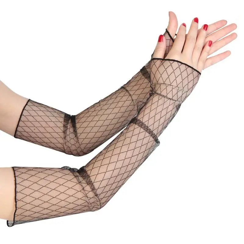 Gloves UV Protect Gloves Womens Half Finger Sunscreen Gloves Thin Lace Black Short Outdoor Driving Anti-UV Cover Scar Tattoo Gloves for Outdoor Beach