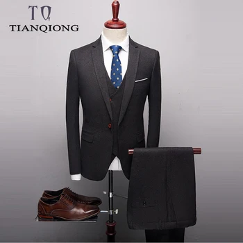 

Men Wedding Suits 2019 New Arrival Slim Fit Black Suits for Men Fashion Brand Male Business Dress Suit Jacket Pants Waistcoat