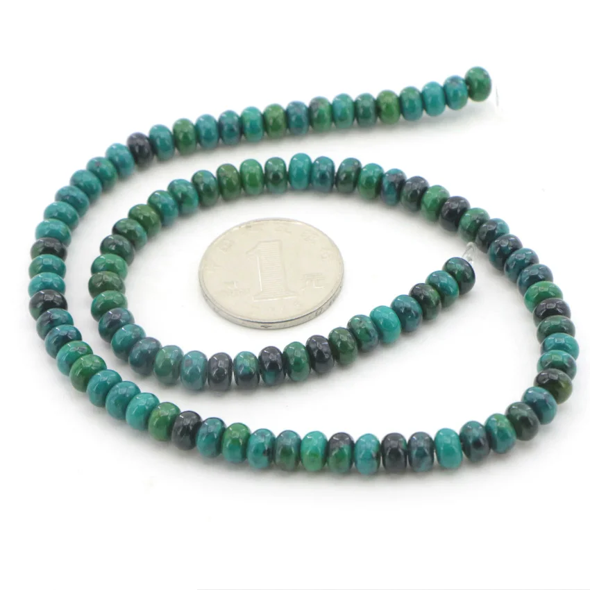 2 High Quality 4-12mm Dark green semi-precious Abacus Phoenix stone loose beads for DIY Fashion charms  (14)