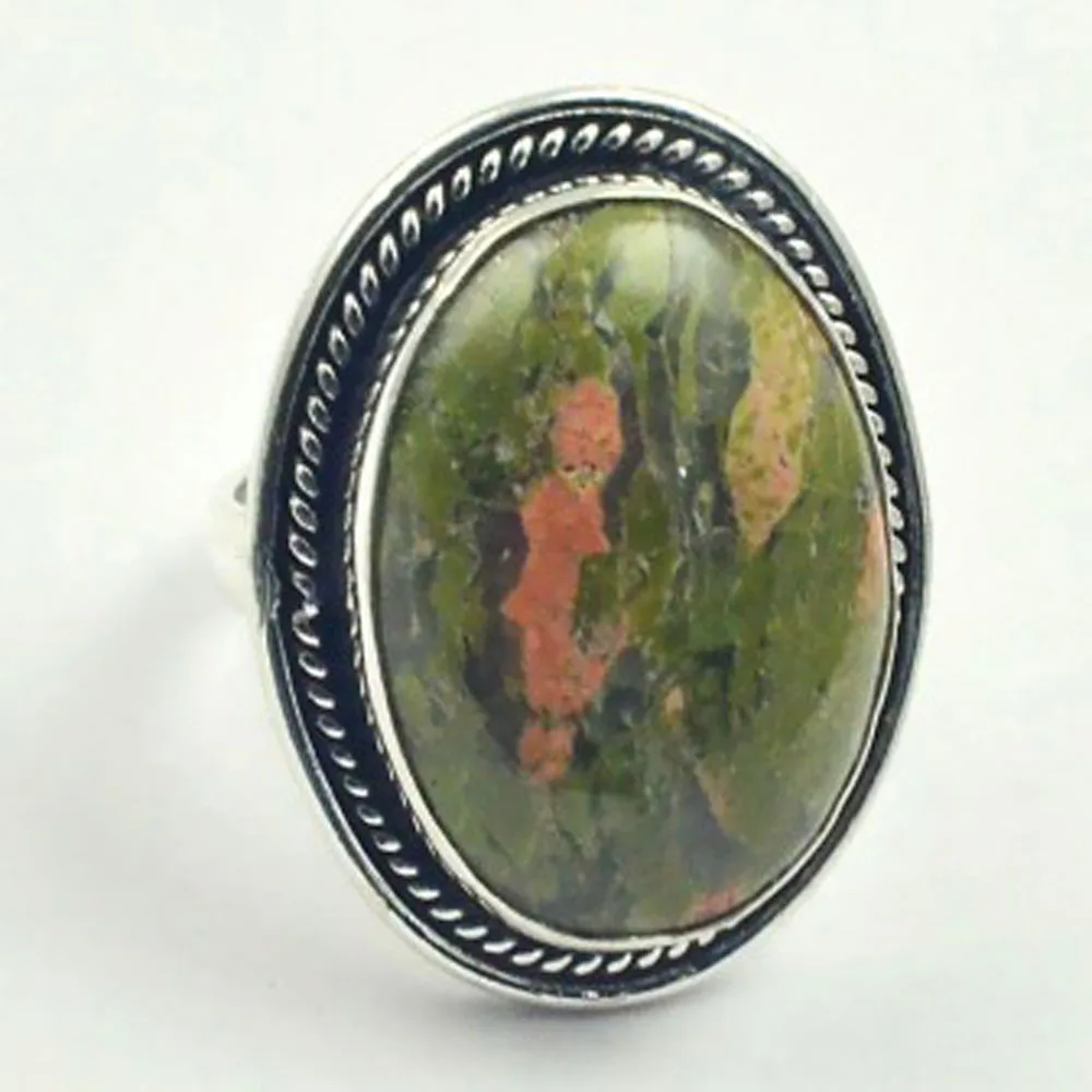 

Unakite Ring Silver Overlay over Copper , Size: 8.25 , R4480