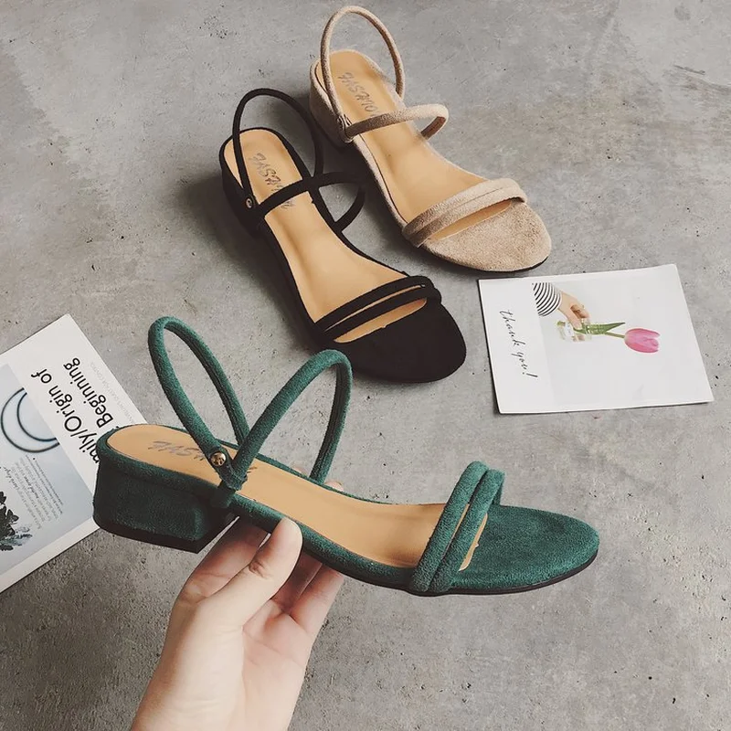 

Summer Shoes Woman Soft Leather Shoes Open Toe Sandals Casual Square Heel Women Shoes 2019 New Fashion Women Sandal