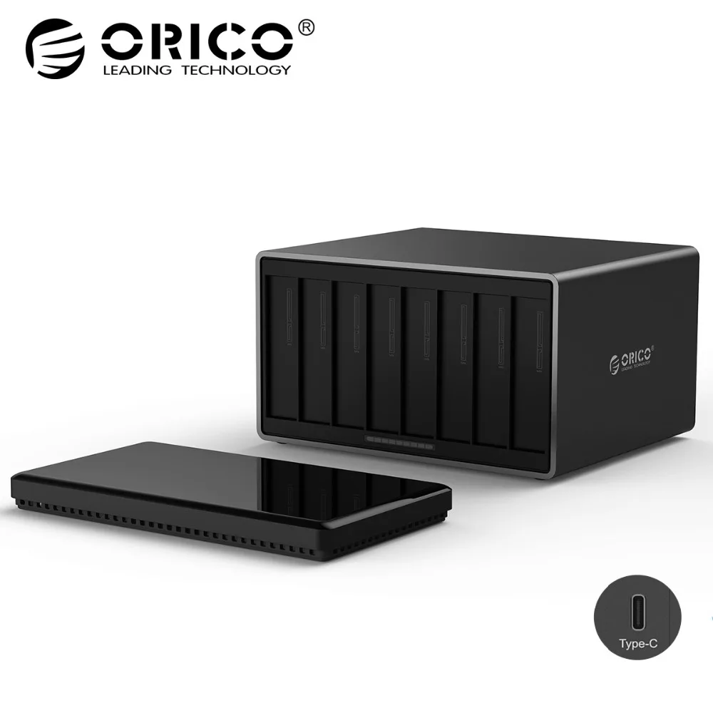 

ORICO 3.5 inch 8 Bay Type-C External Hard Drive Docking Station With 12V Adapter Support 80TB 5Gbps UASP Tool Free HDD Enclosure