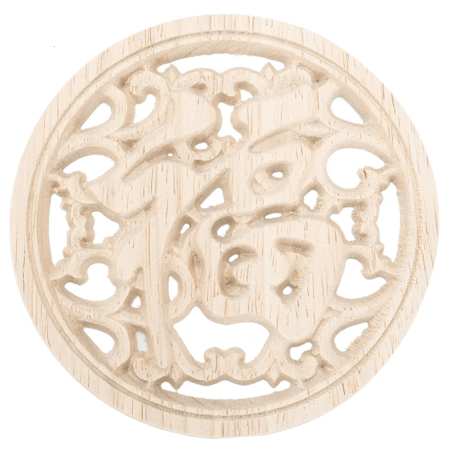 

Chinese Elements Circular Wood Carved Decal Corner Applique Decorate Frame Doors Furniture Wooden Decorative Crafts(10cm)