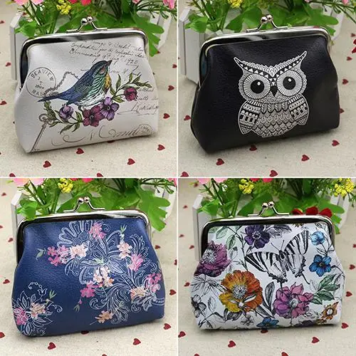 

Women Mini Owl Bird Flower Wallet Card Holder Case Coin Purse Clutch Handbag Bag Clutch Bag Small Sequin Wallet New Arrival BW6X