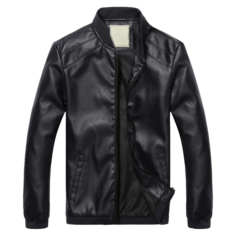 Модная куртка-бомбер с воротником-стойкой из искусственной кожи, Зимние флисовые теплые толстые пальто для мужчин, бархатная Байкерская мотоциклетная куртка из искусственной кожи