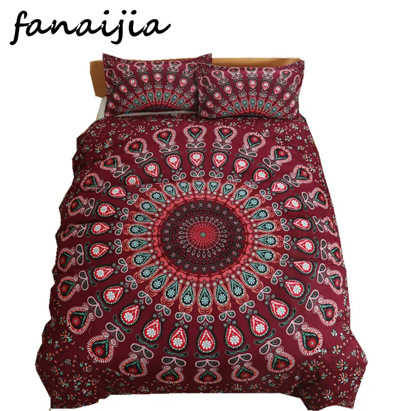 

FANAIJIA bohemia 3d bedding sets peacock Mandala printing duvet cover set 3pcs bedsheet Pillowcase king size Bedlinen best gift