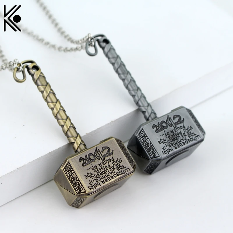 

New Fashion Thor Hammer Necklace Dark World Men Necklace Classic Movies Exquisite Pendant Silver Chain Necklace Maxi Punk Style