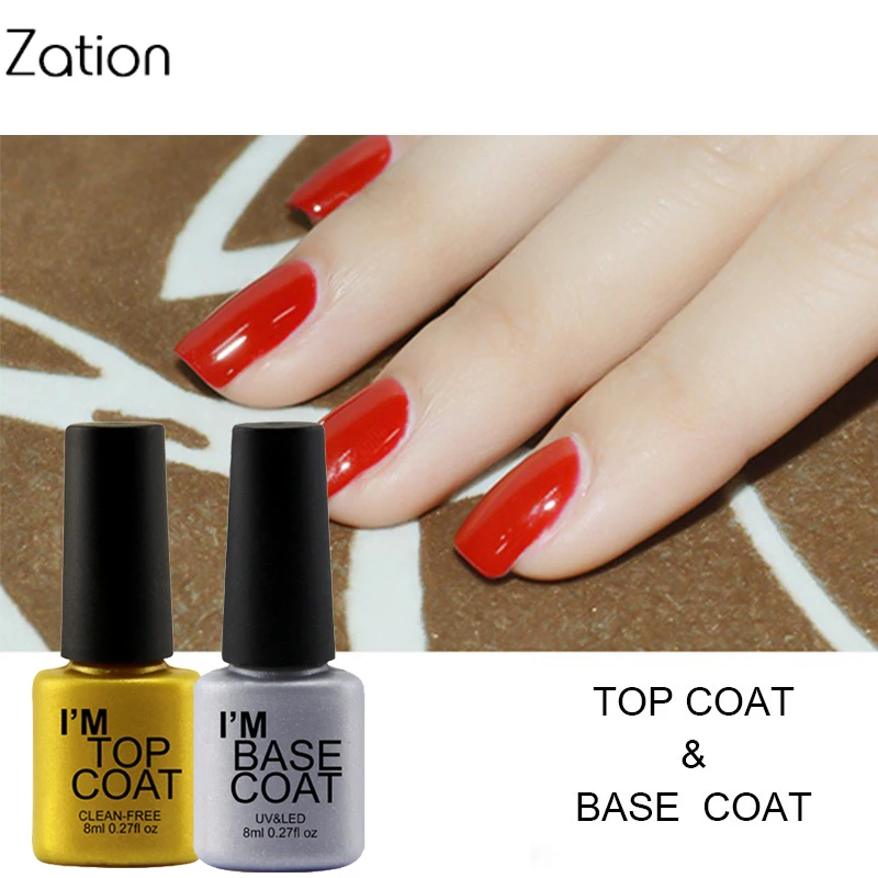 

Zation Base Cot and Top Coat UV Gel Nail Polish Soak Off Nails Art Manicure Top Gel Polish Primer Transparent Color Gel Varnish