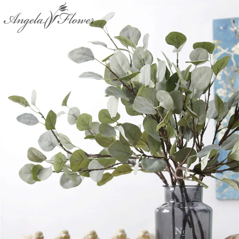 

Cover the juice fake leaves artificial Money leaf Retro Eucalyptus plant bouquet Floral accessories decoration flower HI-Q
