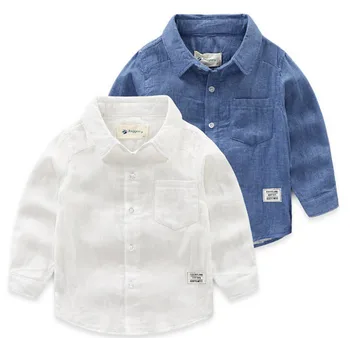 

Baby Kids Shirt for Boys Long Sleeve Cotton Casual Fashion Tops Turn-down Collar White Shirt School Boy Clothes 3 4 5 6 7 8 Year