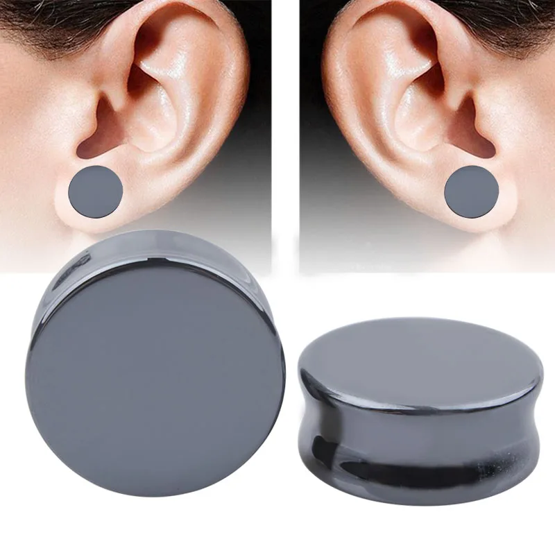Hoge Polish Natuurlijke Hematiet Stone Ear Guage Plug Zadel Steen Oor