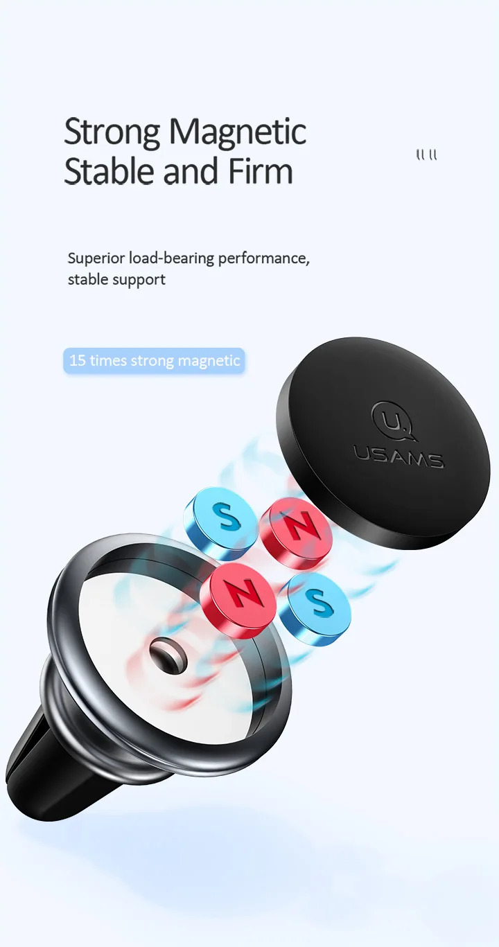 USAMS магнитный автомобильный держатель для телефона на 360 градусов, универсальный металлический магнитный автомобильный держатель для iPhone, samsung, держатель для смартфона