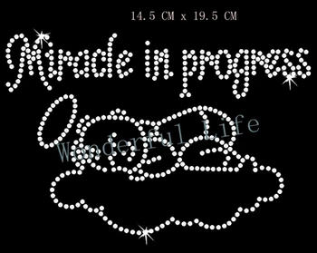 

A quality Wonderful Life small bear witrh words hot fix rhinestone Crystal Motif Transfer Design Iron On free shipping