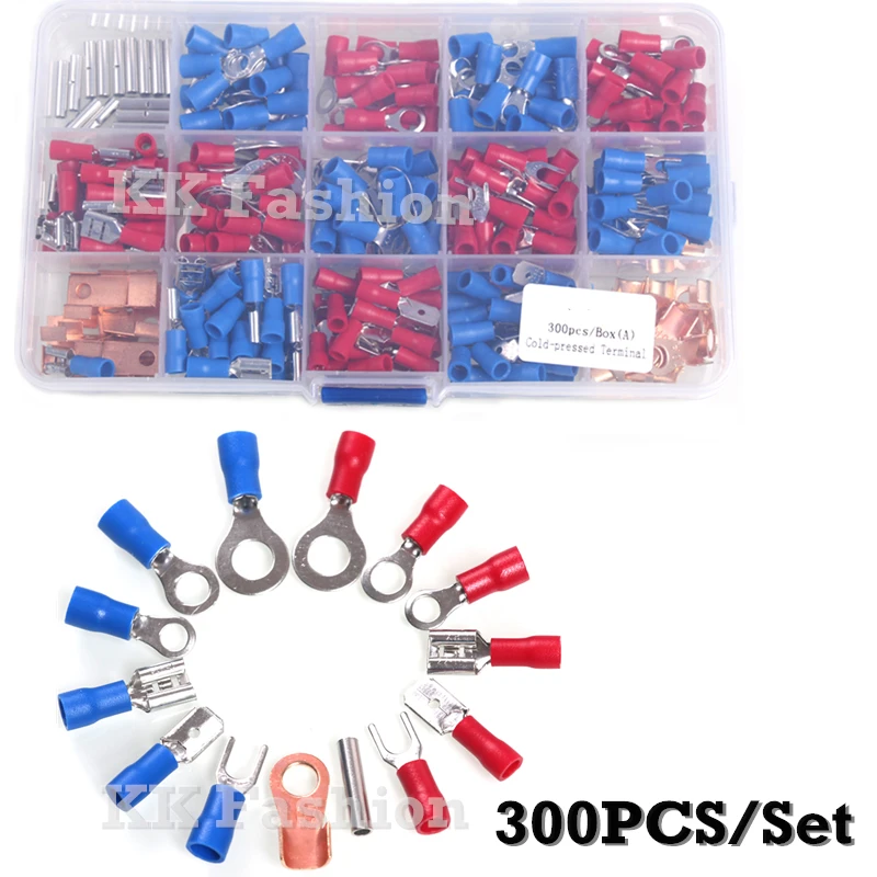 300pcs/Set Insulated Crimp Terminator Electrical Cable Wire Rolled