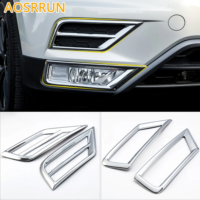 

AOSRRUN For Volkswagen VW Tiguan MK2 2017 2018 2016 Front fog lamp decoration Trim Cover Car Accessories Car styling