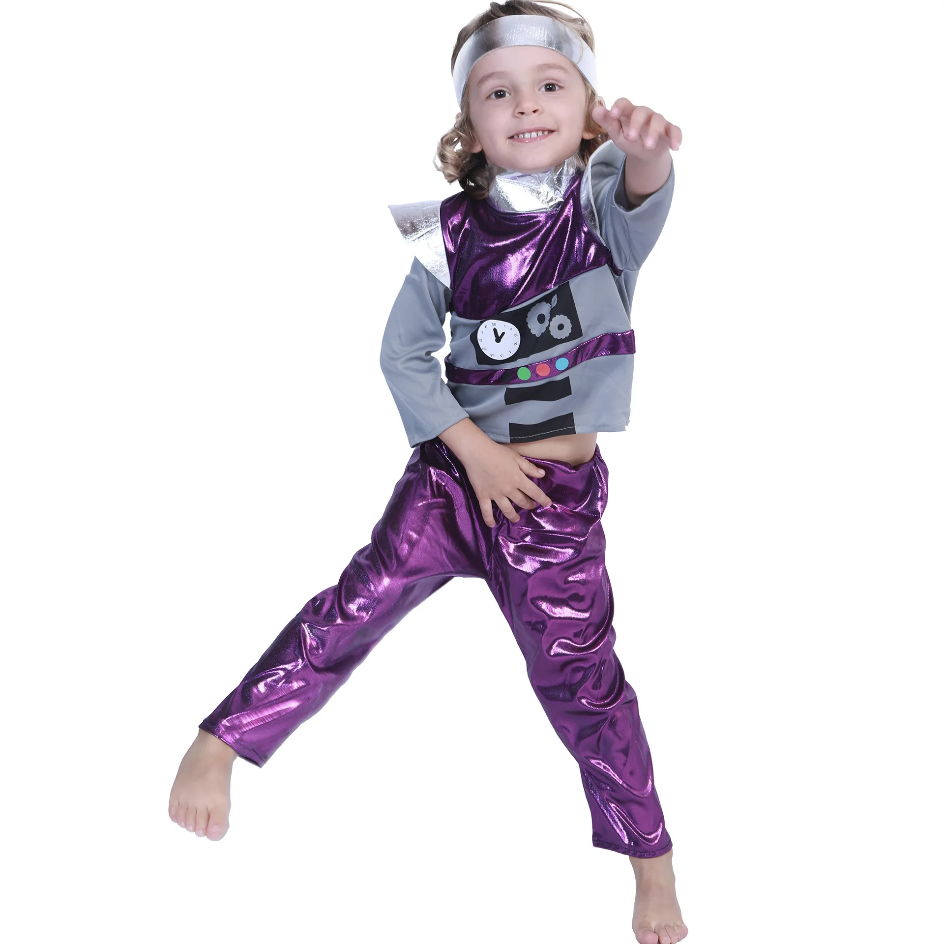 Детская сценическая одежда для девочек; комплект для танцев с изображением робота; Детский карнавальный костюм в стиле хип-хоп для Хэллоуина; карнавальные вечерние костюмы