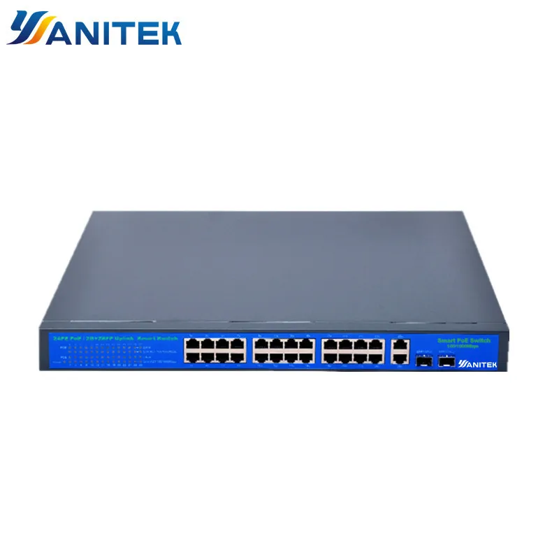 

24+2+2 Port 250W POE Switch Support Ieee802.3af/at Ip cameras and Wireless AP 10/100Mbps standard network switch