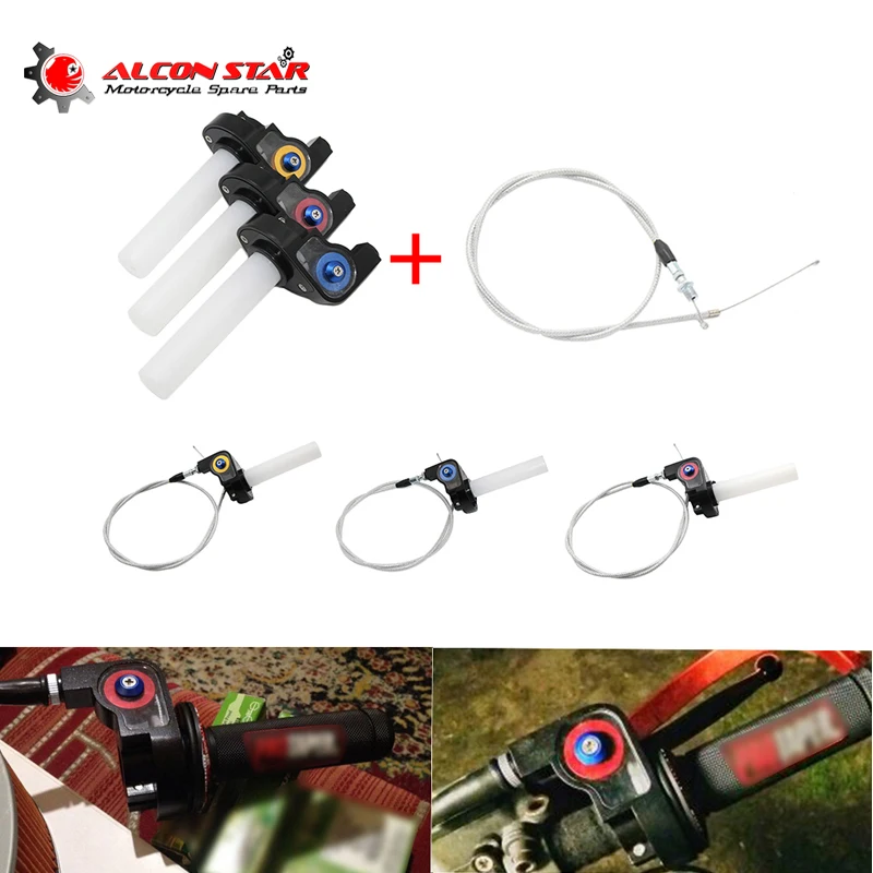 Alconstar- Motorcycle visual Throttle Grips Settle & twist gas throttle handle with Cable Dirt Pit Bikes ATV 50cc-160cc GPX SDG Alconstar- Motorcycle visual Throttle Grips Settle & twist gas throttle handle with Cable Dirt Pit Bikes ATV 50cc-160cc GPX SDG