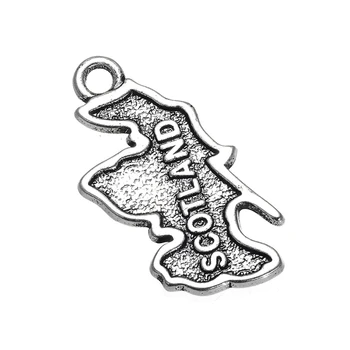 

50PCS Ancient Silver Scotland Country Map Dangle Charms DIY Accessories For Bracelet&Necklace Jewelry