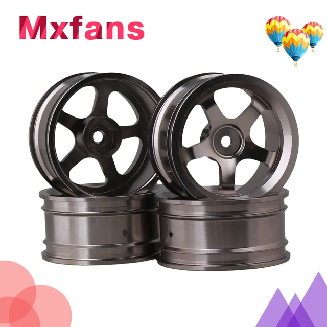 Best Price Mxfans 4 PCS Aluminum Alloy Wheel Felloe RC 1:10 On-Road Rimmer Black Wheel Rims