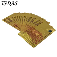 Novelty Christmas Gift Gold Plated Playing Cards Euro 500 Style, Colored Plastic Playing Cards Free Shipping