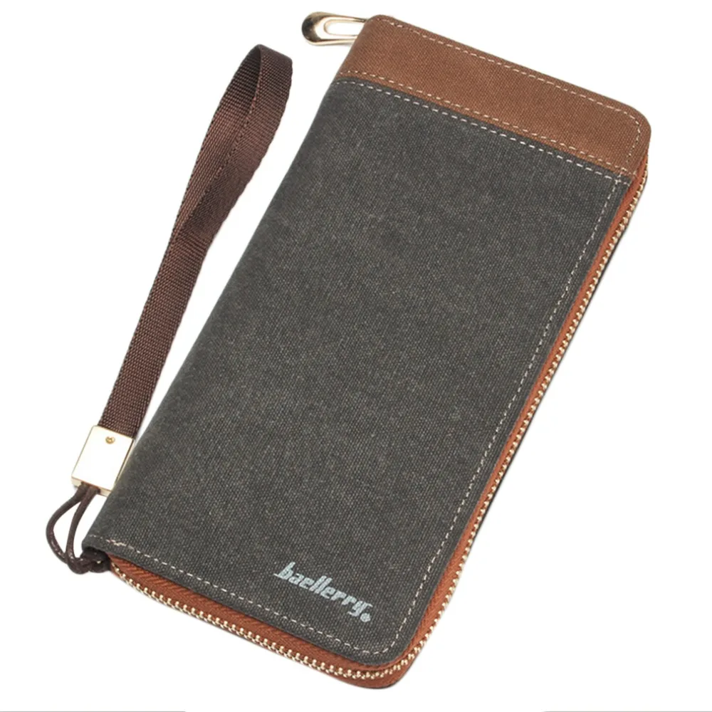 Fashion Long Design Canvas Men Wallets Zipper Card Holder Clutch Purse Male Large Capacity Canvas Clutch Wallet Men 2016 Hot
