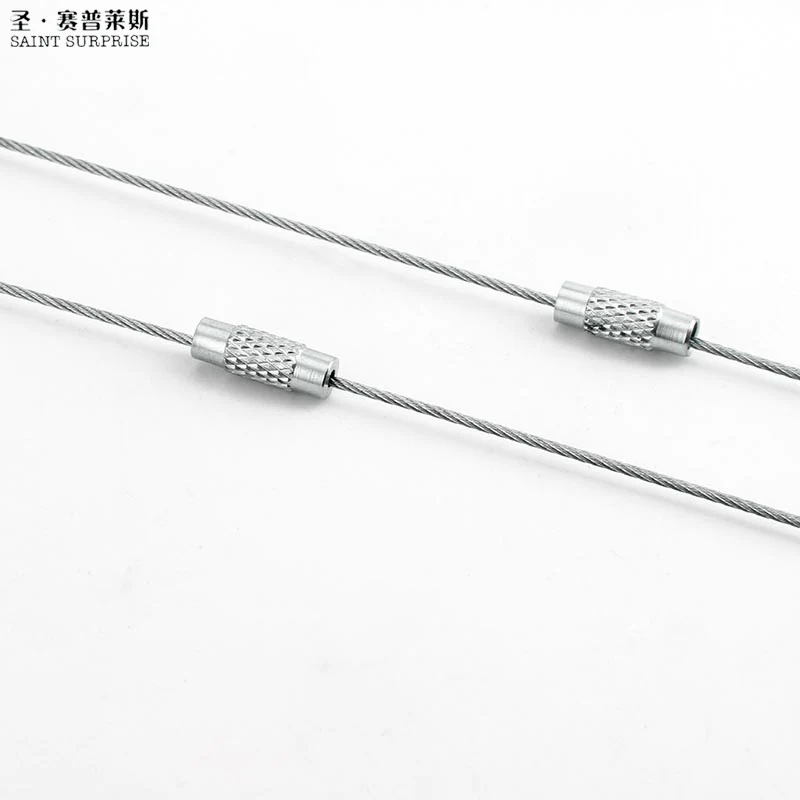10Pcs Screw Locking Stainless Steel Wire Keychain Cable Rope Key Holder Keyring Key Chain Rings Cable Outdoor Hiking Keychains (4)