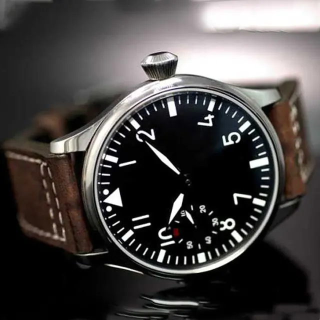Free Shipping 44mm classic black dial parnis luminous makrs asia 6497 movement M Free Shipping 44mm classic black dial parnis luminous makrs asia 6497 movement M