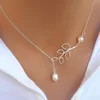 2022 Hot New Fashion Cross Leaves Simulated Pearl Pendant Necklace Maxi Statement Necklace Chokers Necklaces For Women Jewelry ► Photo 2/2
