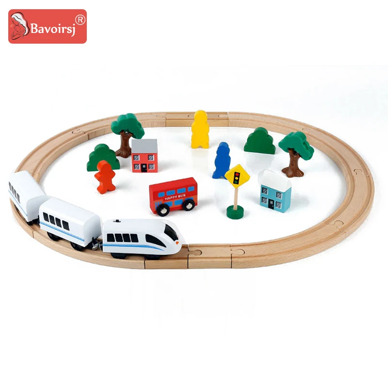 

30pc Enviromental Painting Wooden Toys 3D Traffic Bus Magnetic Train Rail Transit Montessori Toy for Game and Puzzles T0139