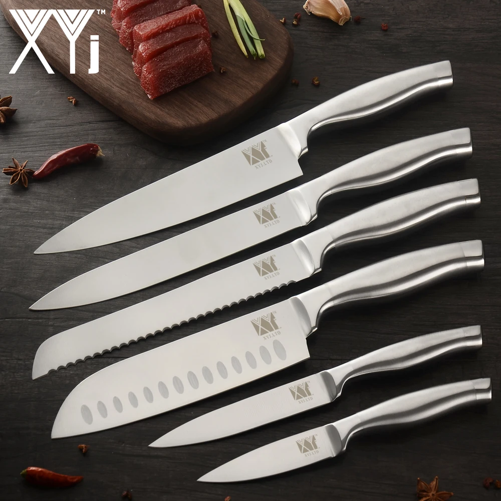 

XYj Chef Knife Stainless Steel Kitchen Knives Set Paring Utility Santoku Chef Slicing Bread Knife Accessories Set Cooking Tools